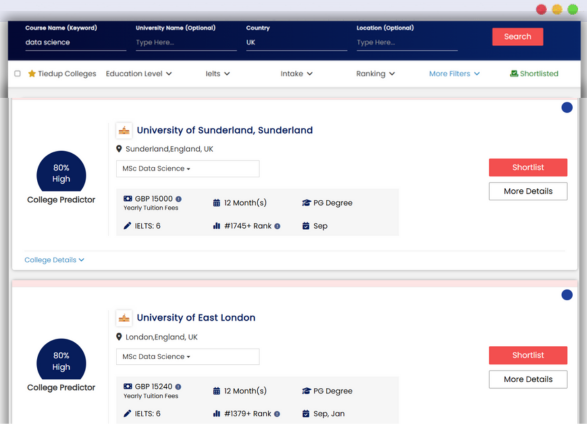 Study Abroad Universities Predictor